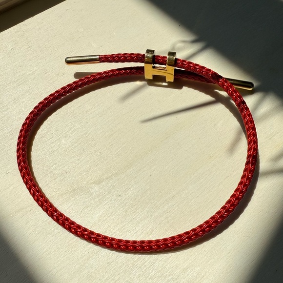 Unisex Red π΄ Rope Stainless Steel Pull H Bracelet - Picture 6 of 9